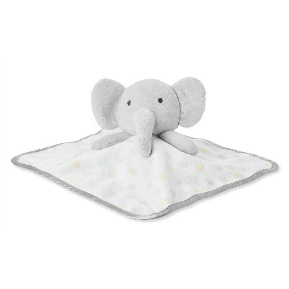 George Baby Grey Elephant Security Blanket Lovey Yellow Green Polka Dots NWT